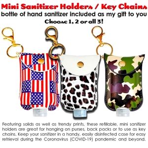 Mini Sanitizer Holders/KeyChains with 𝐅𝐑𝐄𝐄 𝐇𝐀𝐍𝐃 𝐒𝐀𝐍𝐈𝐓𝐈𝐙𝐄𝐑